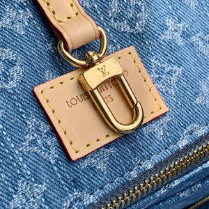 LV M13192 Louis Vuitton Neverfull MM Tote Bag Denim Blue - Default Title - View 6