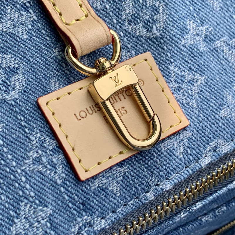 LV M13192 Louis Vuitton Neverfull MM Tote Bag Denim Blue