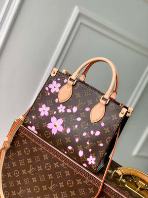 LV M13269 Louis Vuitton LV x TM OnTheGo PM Handbag Sakura Brown - Default Title - View 3