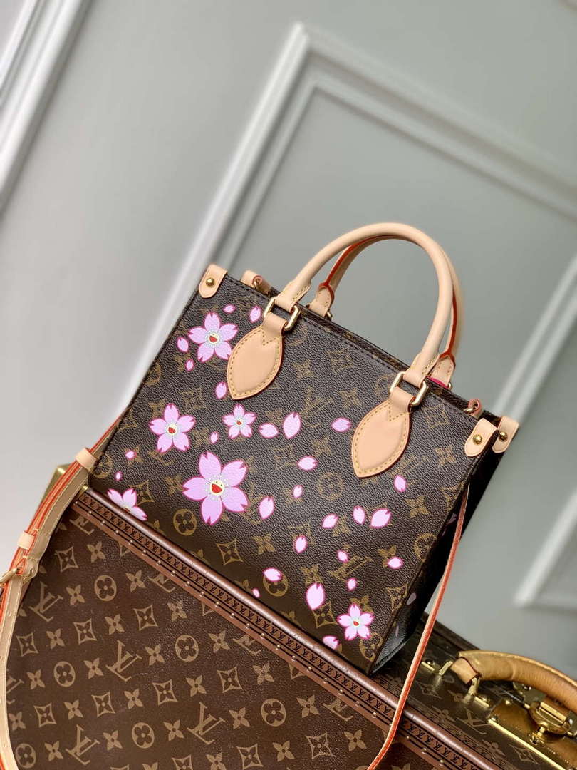 LV M13269 Louis Vuitton LV x TM OnTheGo PM Handbag Sakura Brown
