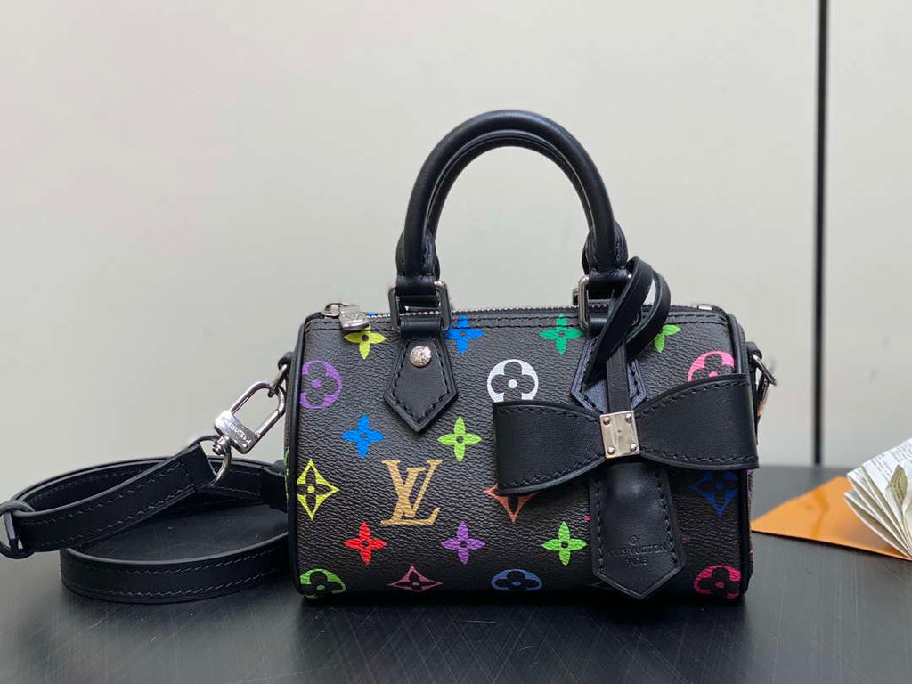 LV M13391 Louis Vuitton LV x TM Nano Speedy Bandouliere  Black Multicolored