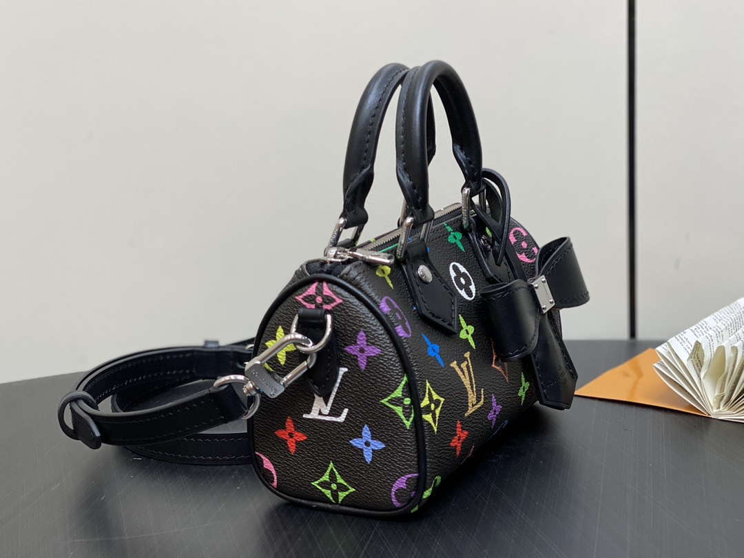 LV M13391 Louis Vuitton LV x TM Nano Speedy Bandouliere  Black Multicolored