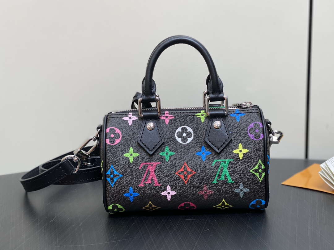 LV M13391 Louis Vuitton LV x TM Nano Speedy Bandouliere  Black Multicolored