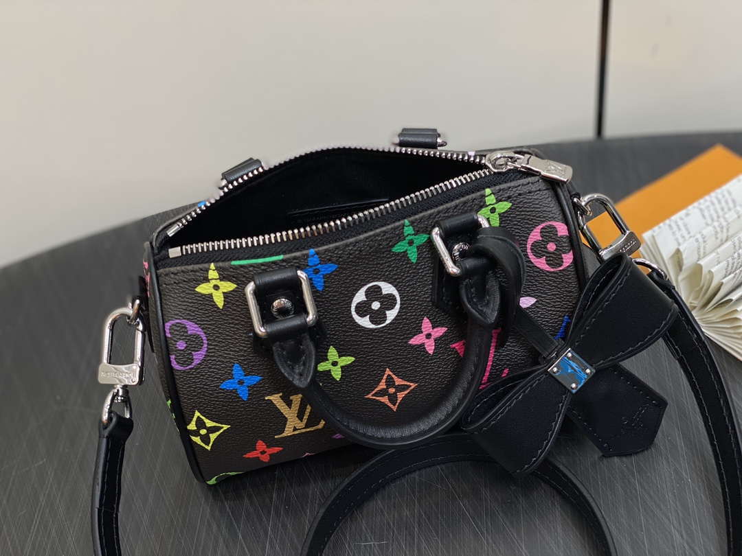 LV M13391 Louis Vuitton LV x TM Nano Speedy Bandouliere  Black Multicolored