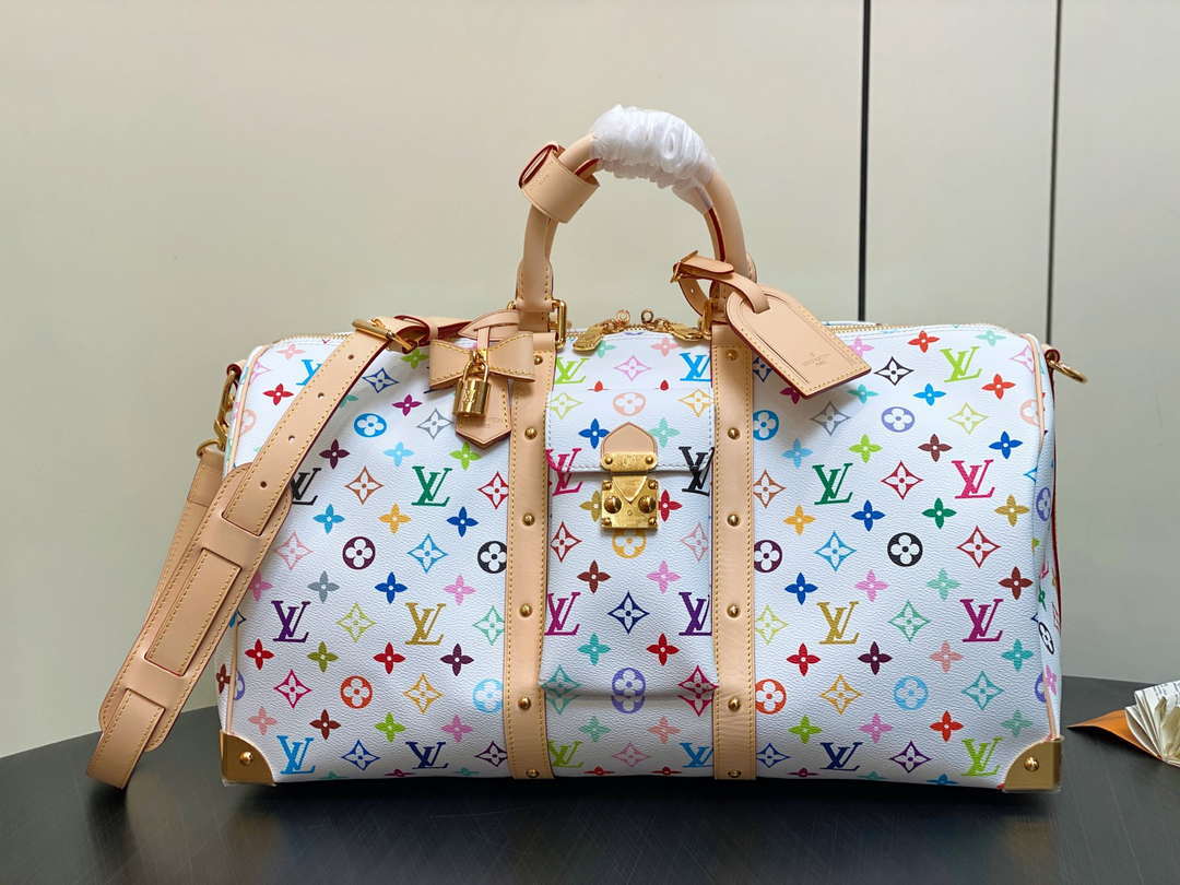 LV M13742 Louis Vuitton LV x TM Keepall Bandouliere 45 Multicolored White