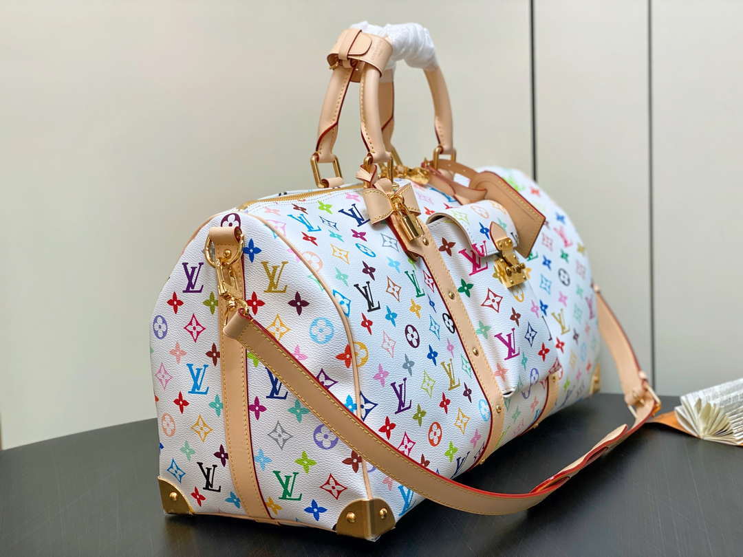 LV M13742 Louis Vuitton LV x TM Keepall Bandouliere 45 Multicolored White