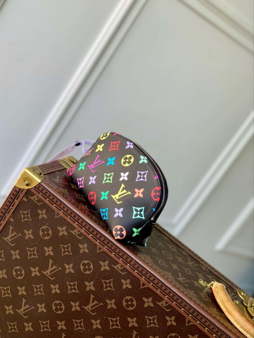 LV M13744 Louis Vuitton LV x TM Cosmetic Pouch PM Black Multicolored - Default Title - View 2