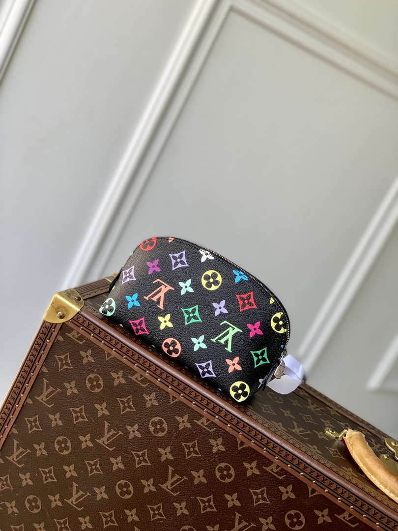 LV M13744 Louis Vuitton LV x TM Cosmetic Pouch PM Black Multicolored