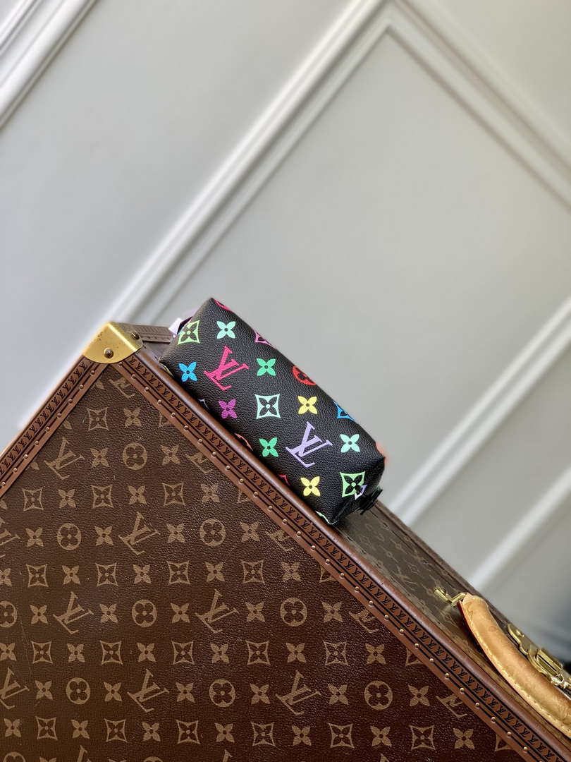 LV M13744 Louis Vuitton LV x TM Cosmetic Pouch PM Black Multicolored