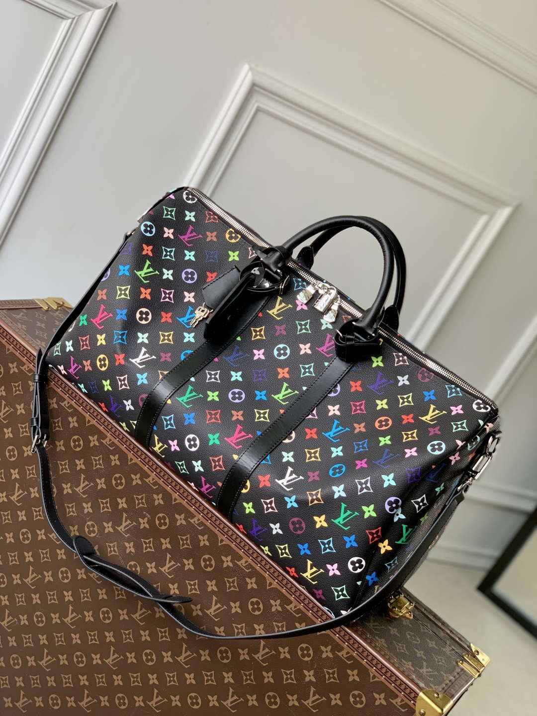LV M13745 Louis Vuitton LV x TM Keepall Bandouliere 50 Bag Black Multicolored - Default Title - View 1