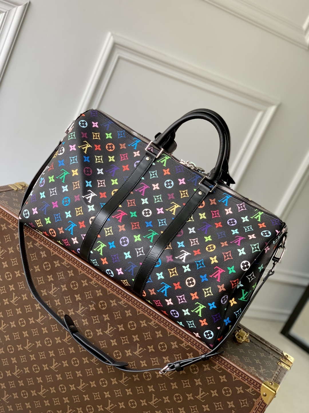 LV M13745 Louis Vuitton LV x TM Keepall Bandouliere 50 Bag Black Multicolored