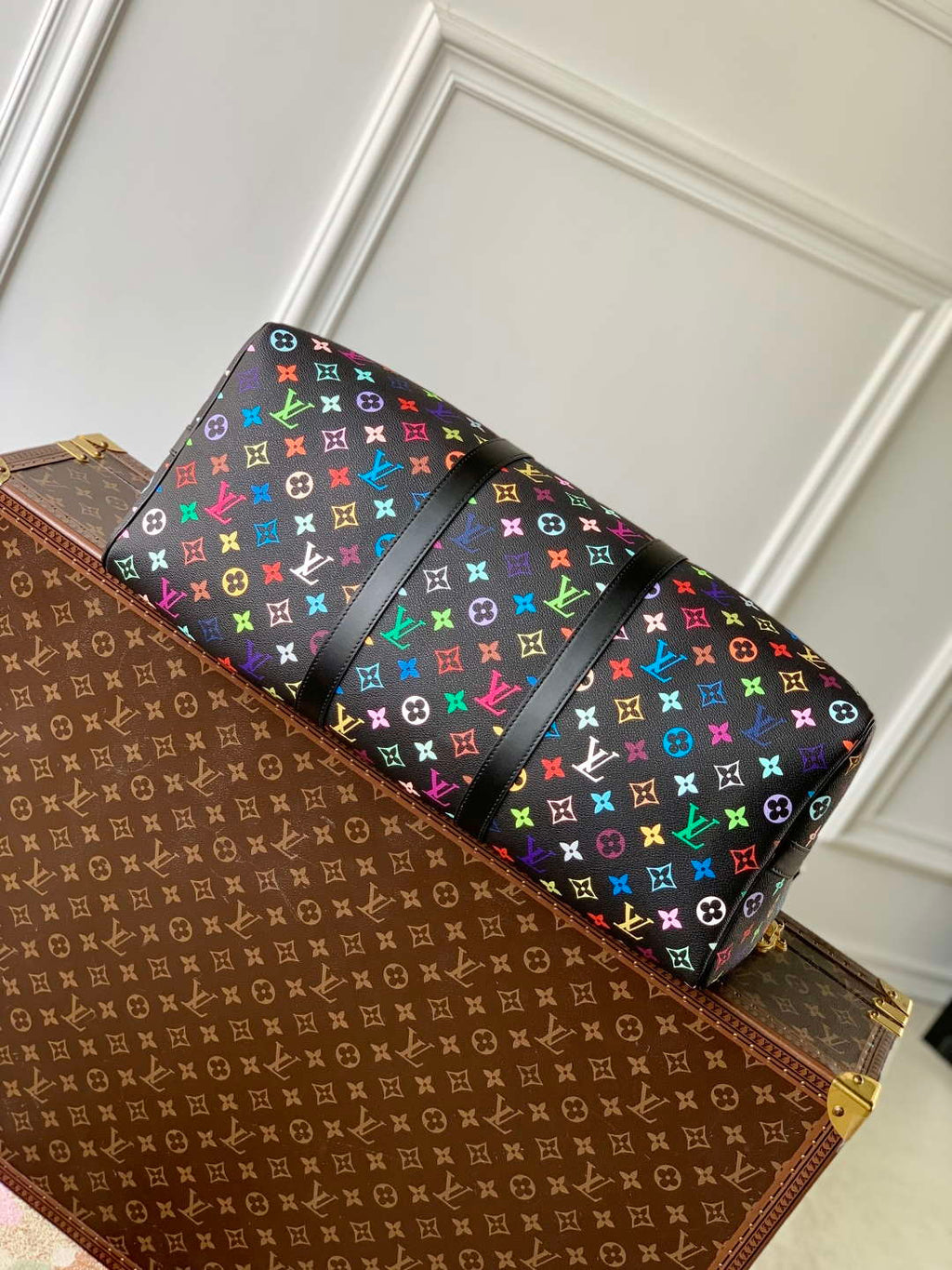 LV M13745 Louis Vuitton LV x TM Keepall Bandouliere 50 Bag Black Multicolored