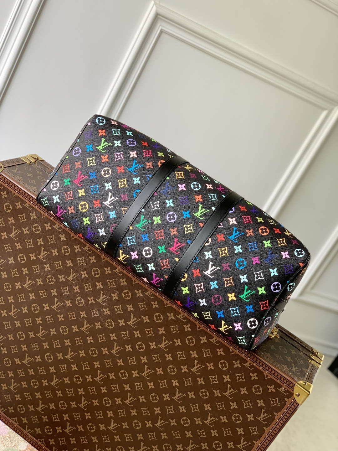 LV M13745 Louis Vuitton LV x TM Keepall Bandouliere 50 Bag Black Multicolored