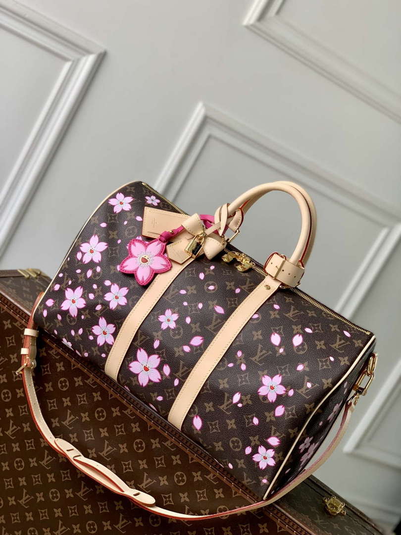 LV M13752 Louis Vuitton LV x TM Keepall Bandouliere 45 Bag Sakura Brown