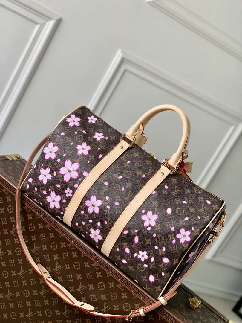 LV M13752 Louis Vuitton LV x TM Keepall Bandouliere 45 Bag Sakura Brown