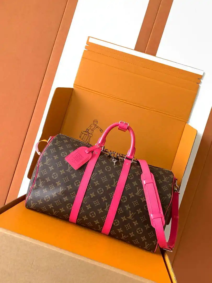 LV M13807 Louis Vuitton Keepall Bandouliere 45 Pondichery Pink