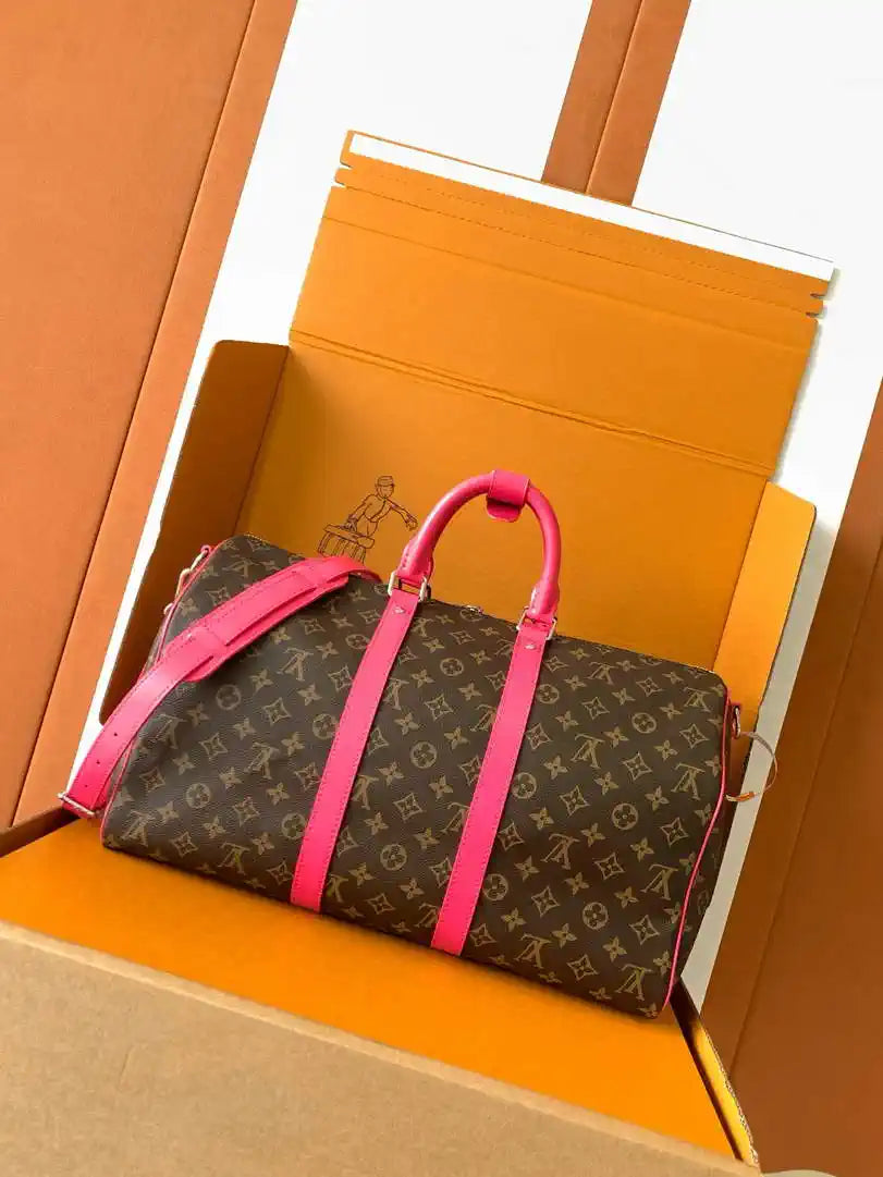 LV M13807 Louis Vuitton Keepall Bandouliere 45 Pondichery Pink