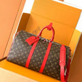LV M13808 Louis Vuitton Keepalll Bandouliere 45 Sari Red