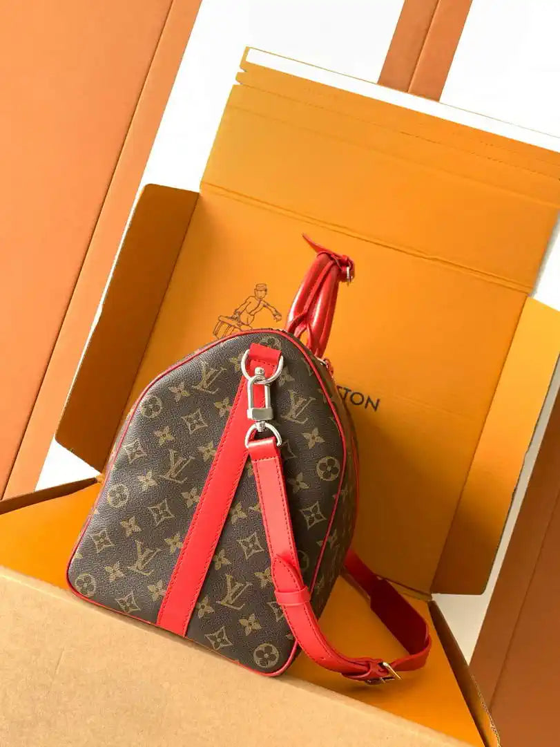 LV M13808 Louis Vuitton Keepalll Bandouliere 45 Sari Red