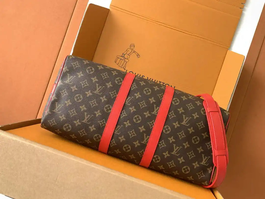 LV M13808 Louis Vuitton Keepalll Bandouliere 45 Sari Red