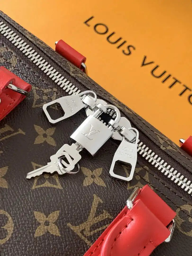 LV M13808 Louis Vuitton Keepalll Bandouliere 45 Sari Red