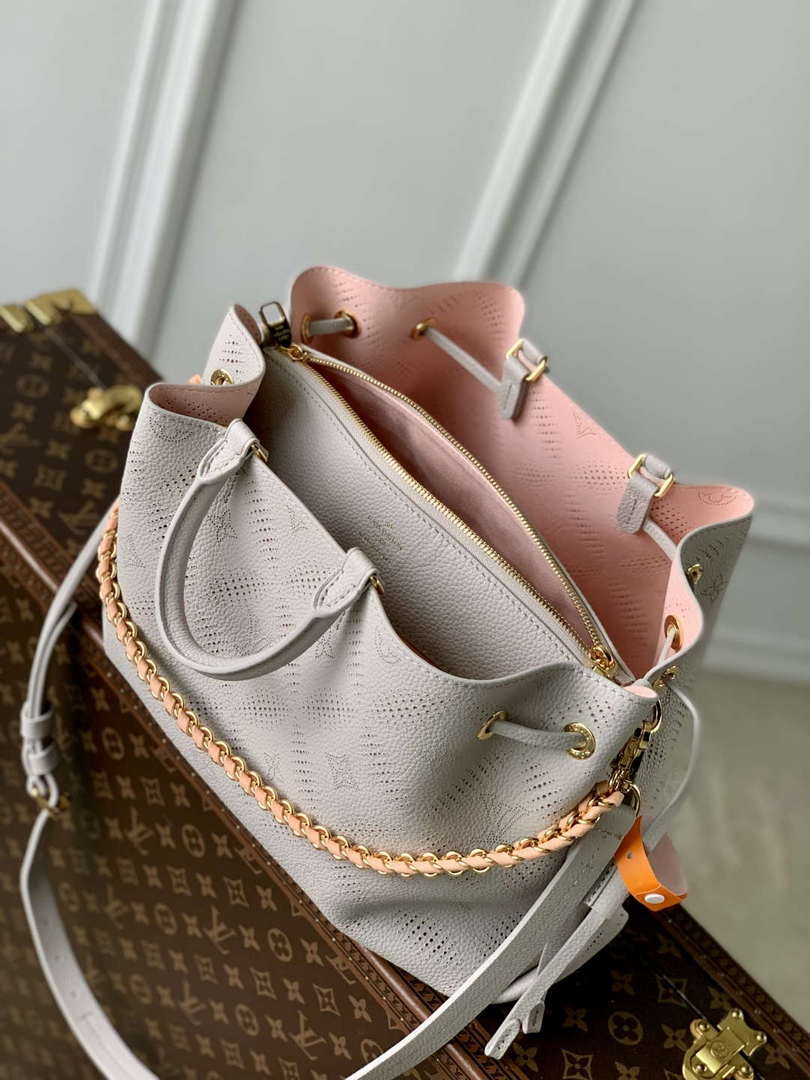 LV M13838 Louis Vuitton Bella Tote Mahina Bag Pink/Gray