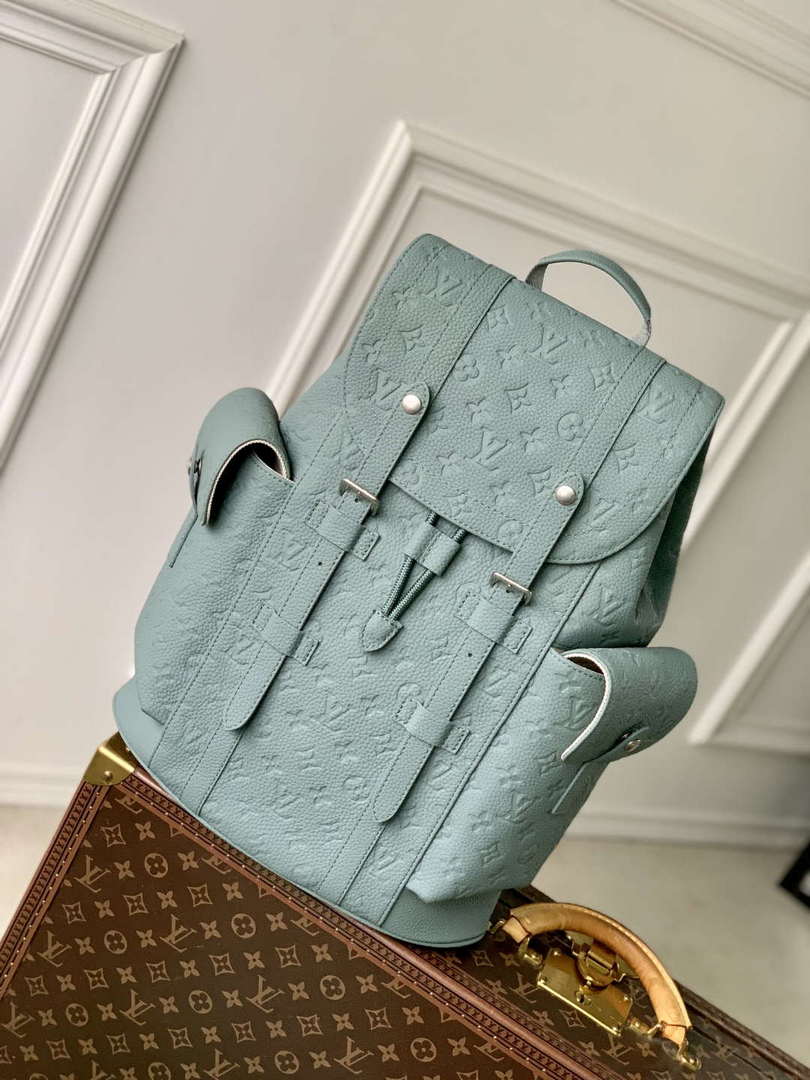LV M13863 Louis Vuitton Christopher MM Backpack Misty Lake Green - Default Title - View 1