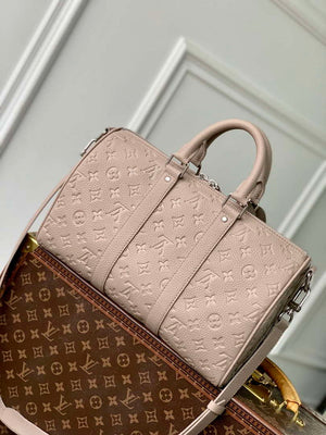 LV M13865 Louis Vuitton Keepall Bandouliere 35 Bag Riverstone Beige - Default Title - View 3