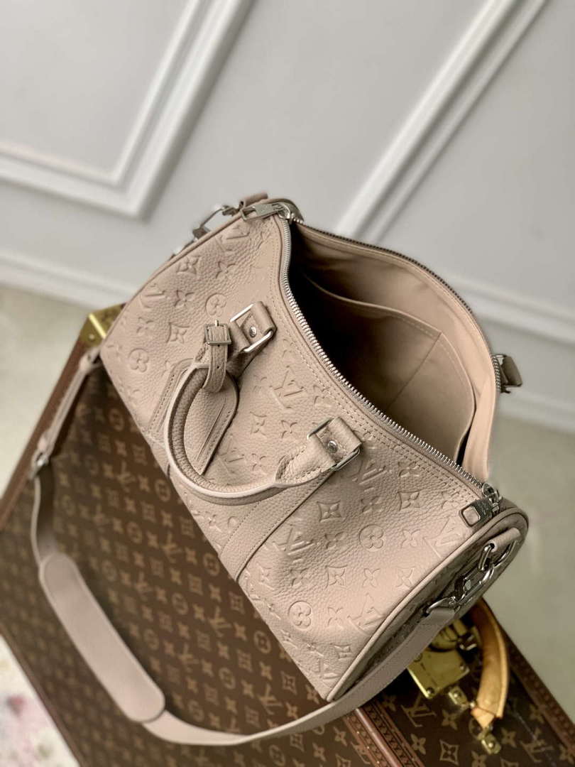 LV M13865 Louis Vuitton Keepall Bandouliere 35 Bag Riverstone Beige