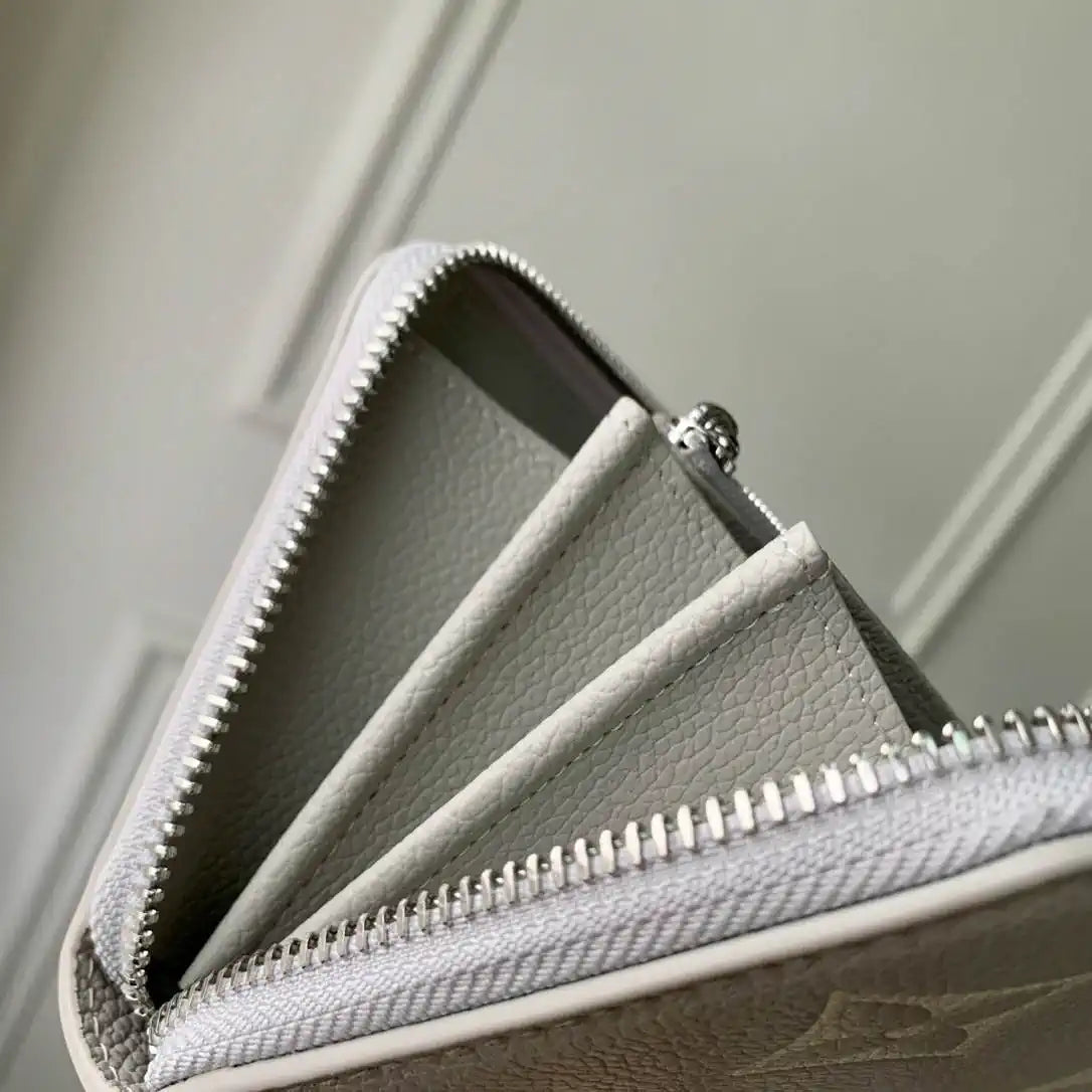 LV M14228 Louis Vuitton Zippy Wallet Monogram Empreinte Leather Brume Quartz