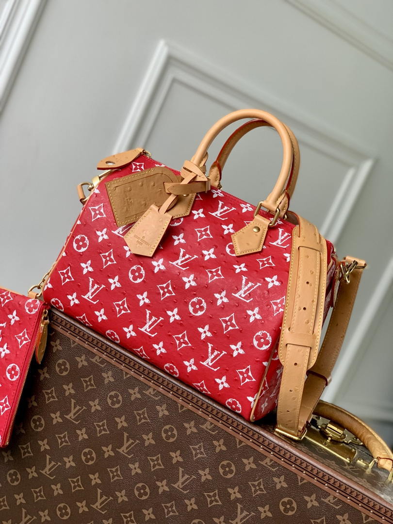 LV M14067 Louis Vuitton Speedy P9 Bandoulière 30 Bag Ostrich Red