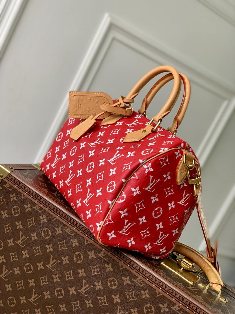 LV M14067 Louis Vuitton Speedy P9 Bandoulière 30 Bag Ostrich Red - Default Title - View 2