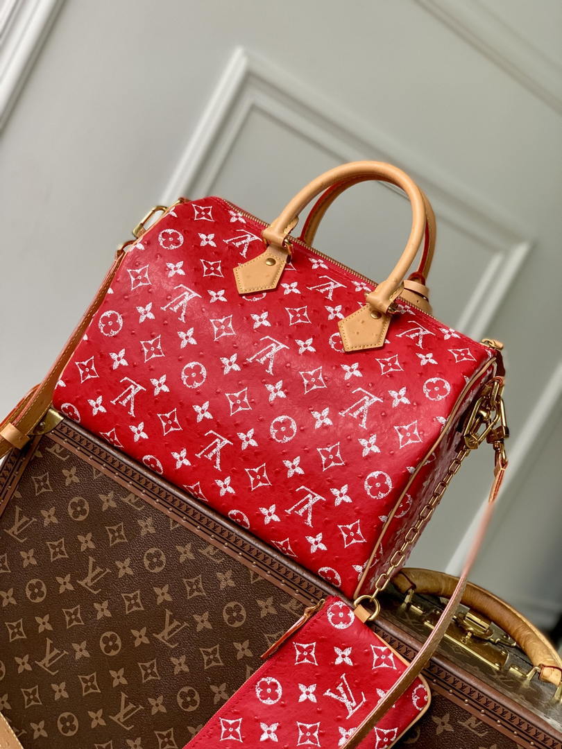 LV M14067 Louis Vuitton Speedy P9 Bandoulière 30 Bag Ostrich Red - Default Title - View 3