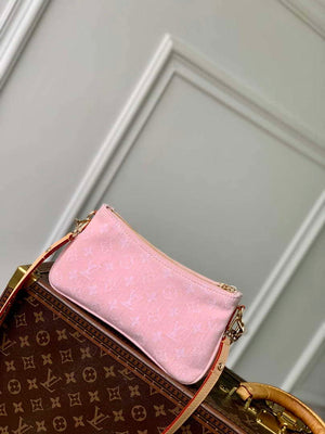LV M14159 Louis Vuitton Liv Pochette Monogram Denim Bag Pink - Default Title - View 1