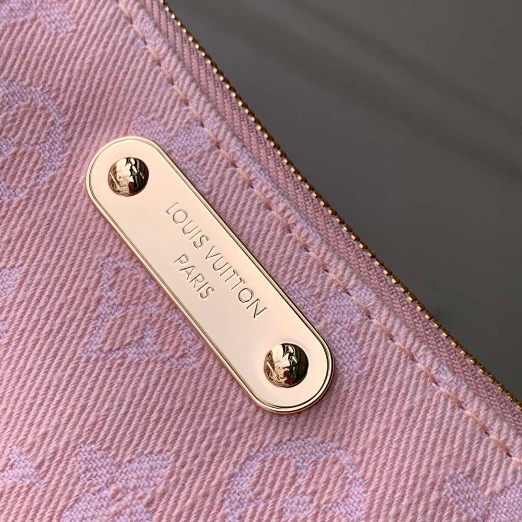 LV M14159 Louis Vuitton Liv Pochette Monogram Denim Bag Pink