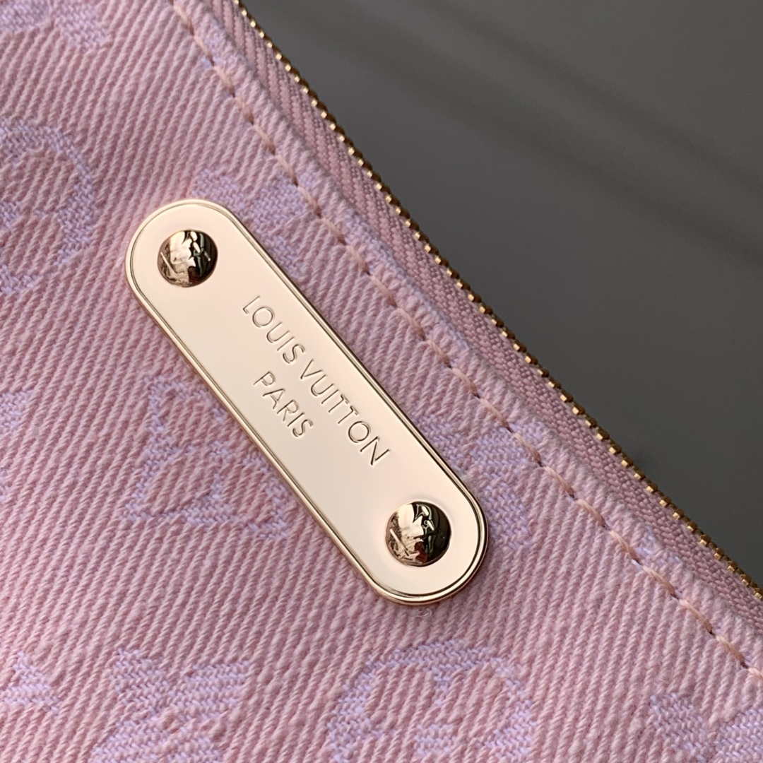 LV M14159 Louis Vuitton Liv Pochette Monogram Denim Bag Pink - Default Title - View 5