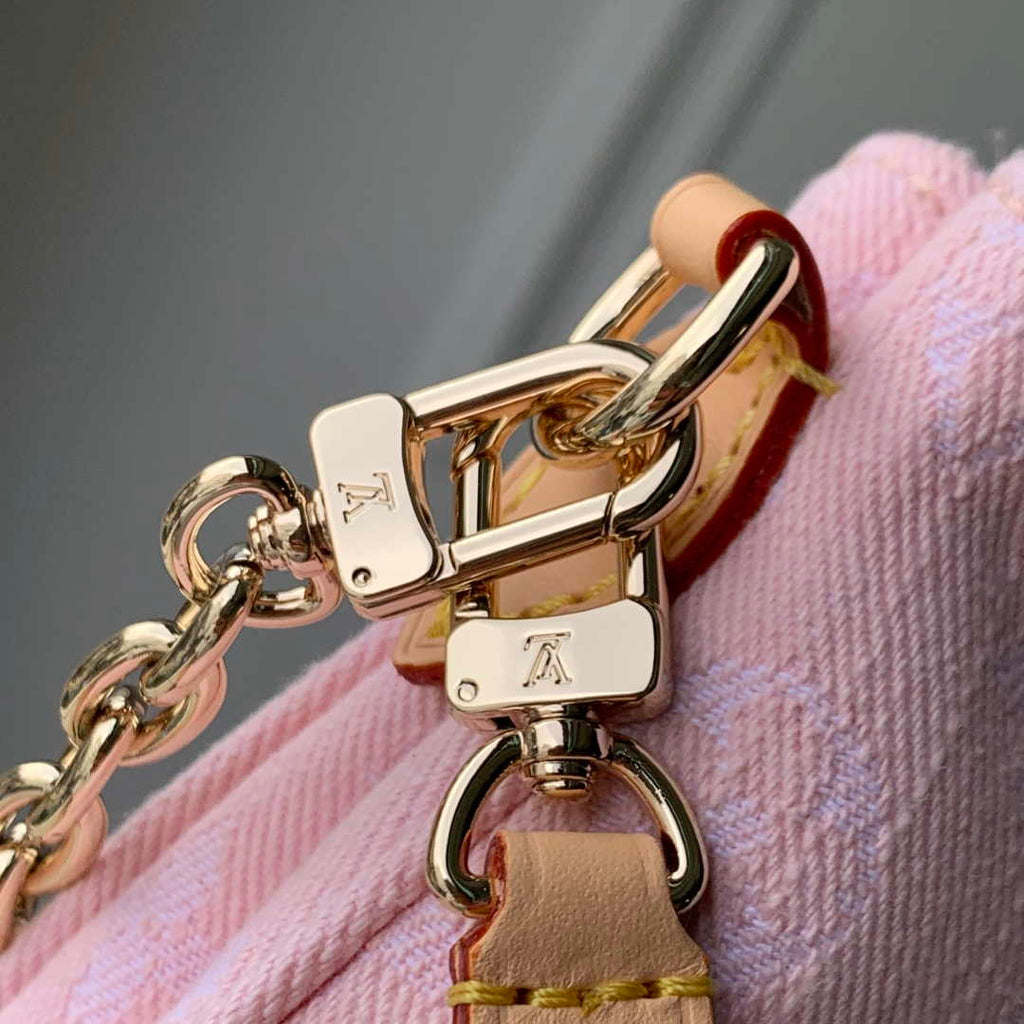 LV M14159 Louis Vuitton Liv Pochette Monogram Denim Bag Pink