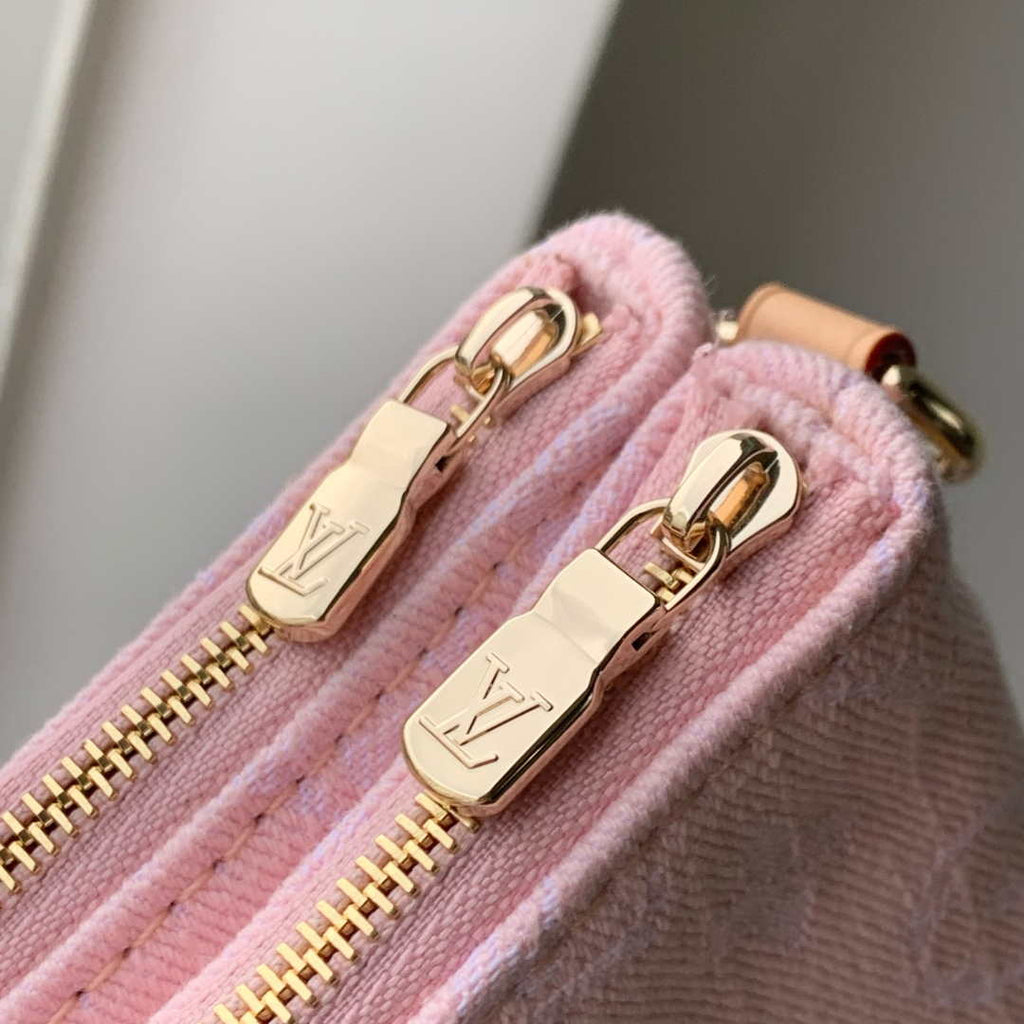 LV M14159 Louis Vuitton Liv Pochette Monogram Denim Bag Pink
