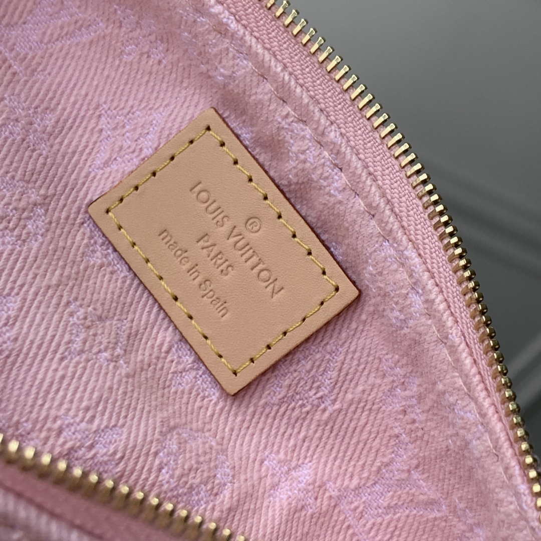 LV M14159 Louis Vuitton Liv Pochette Monogram Denim Bag Pink
