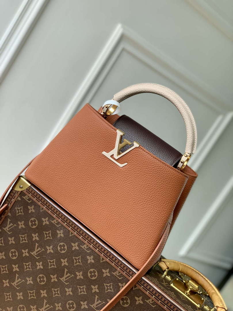 LV M14176 Louis Vuitton Capucines MM Bag Taurillon leather Brown - Default Title - View 1
