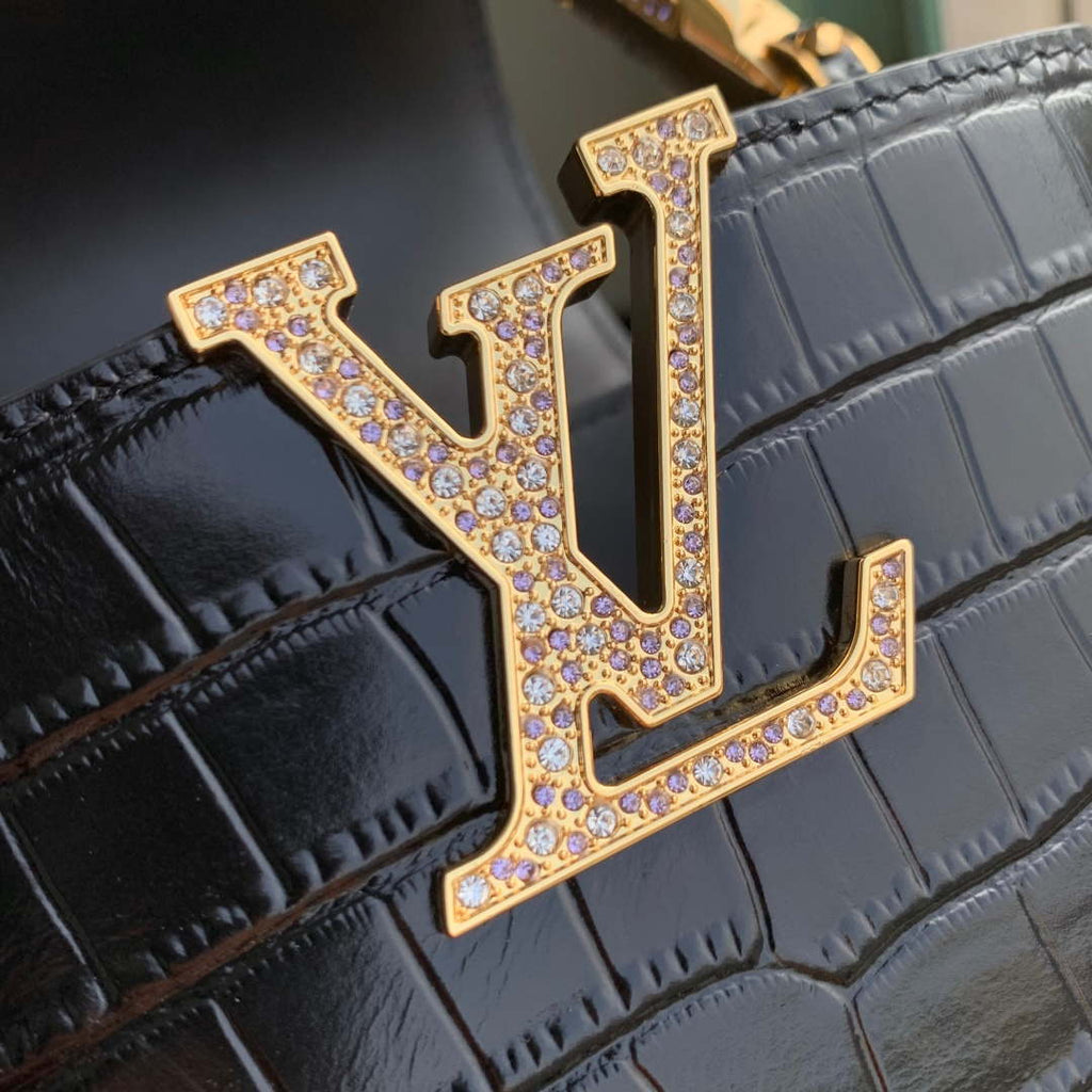 LV M14177 Louis Vuitton Capucines Mini Crocodile Skin Bag Black