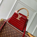 LV M14177 Louis Vuitton Capucines Mini Crocodile Skin Bag Wine red