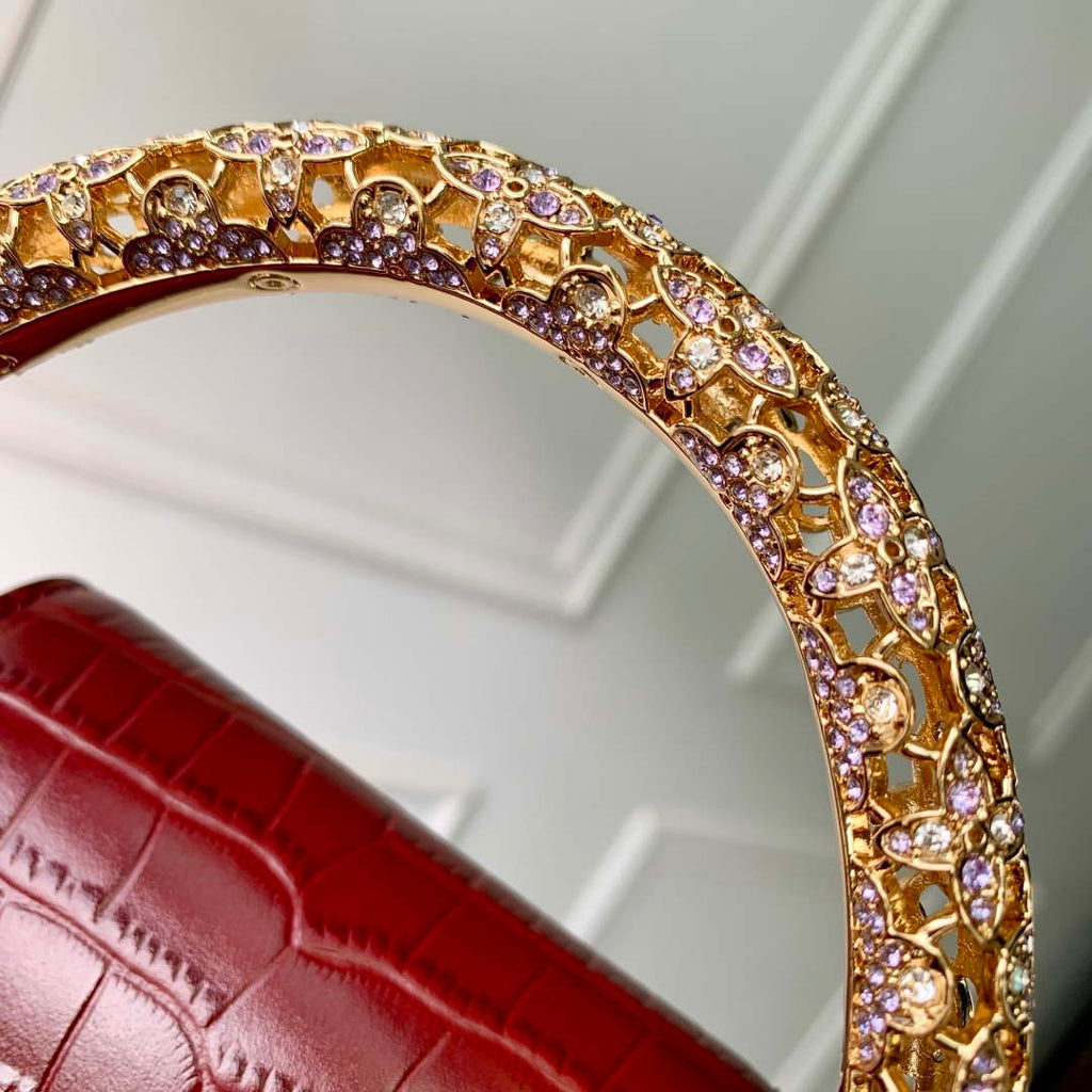 LV M14177 Louis Vuitton Capucines Mini Crocodile Skin Bag Wine red