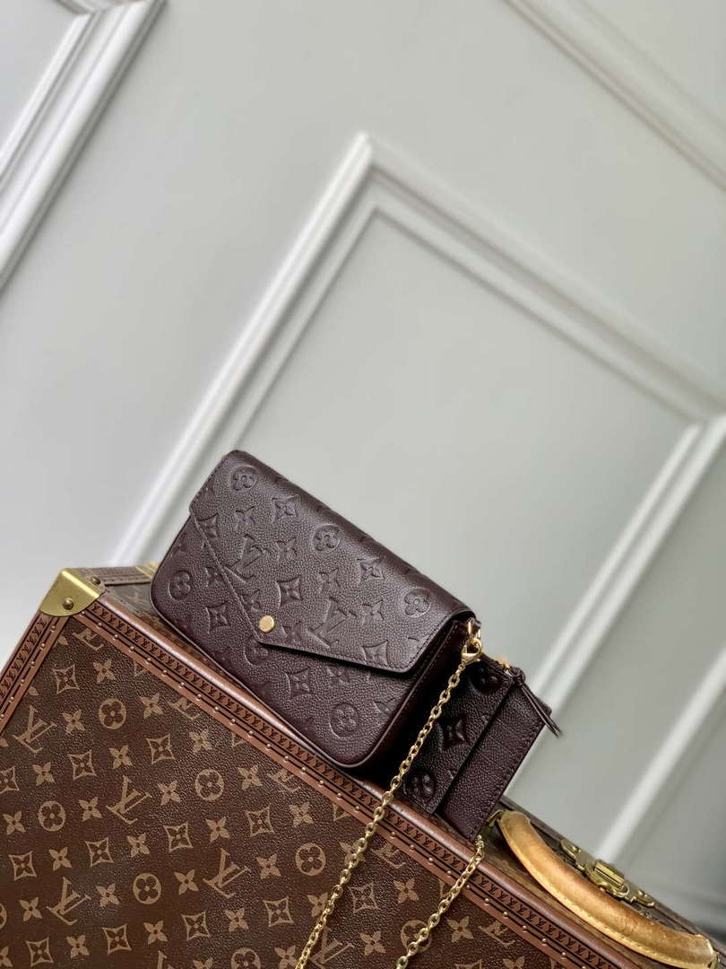 LV M14193 Louis Vuitton F¨¦licie Pochette Bag Chocolate Brown