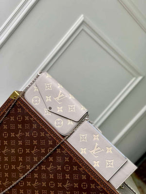 LV M14227 Louis Vuitton F¨¦licie Pochette Bag Gray/Quartz - Default Title - View 1