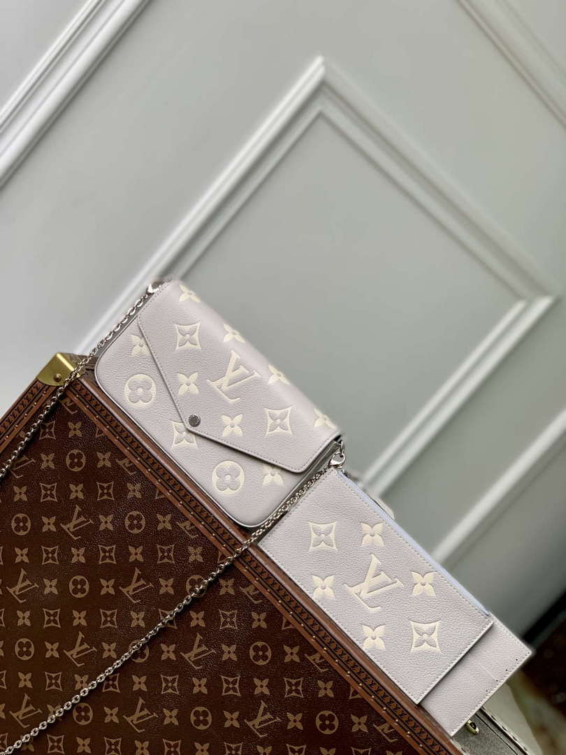 LV M14227 Louis Vuitton F¨¦licie Pochette Bag Gray/Quartz - Default Title - View 1