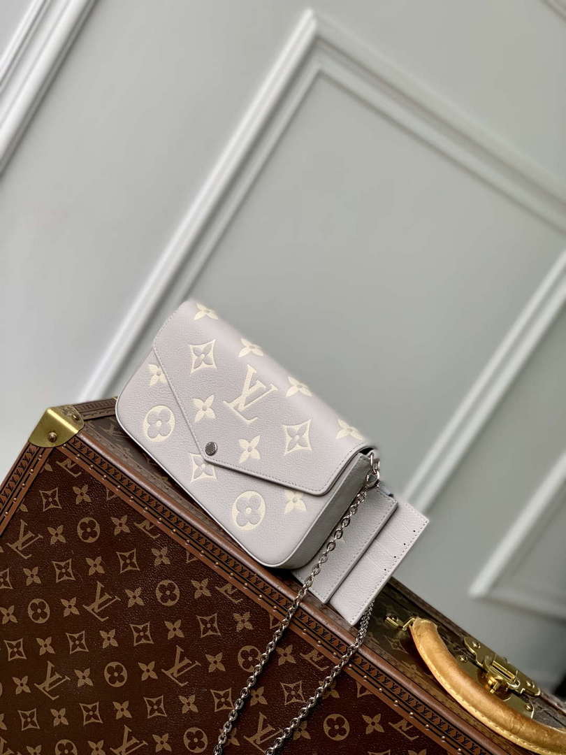 LV M14227 Louis Vuitton F¨¦licie Pochette Bag Gray/Quartz