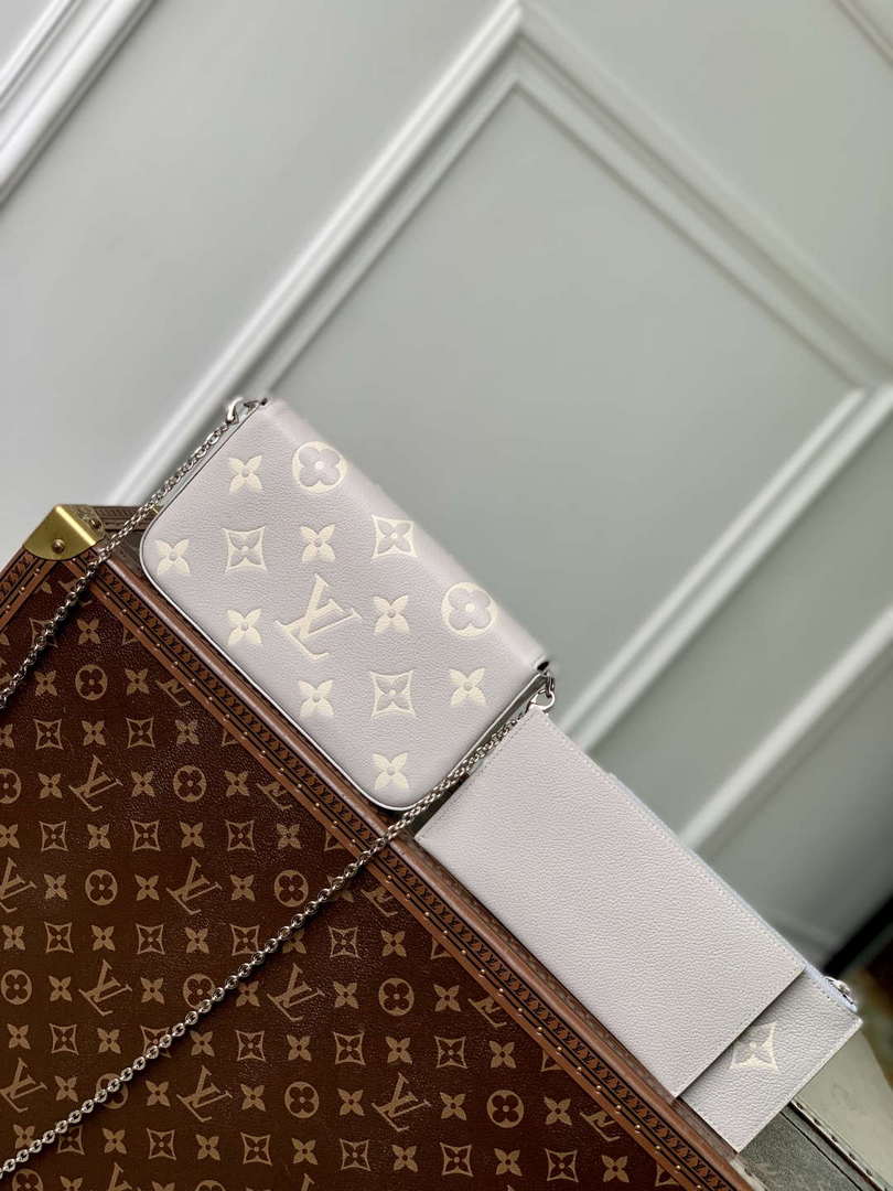 LV M14227 Louis Vuitton F¨¦licie Pochette Bag Gray/Quartz - Default Title - View 3