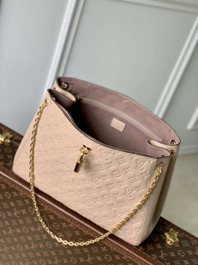 LV M14324 Louis Vuitton Anytime MM Cowhide Leather Bag Sand