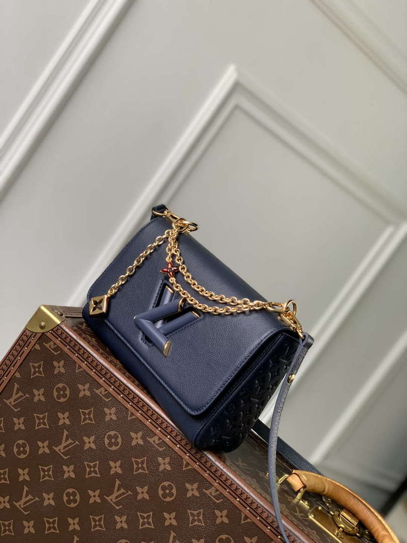 LV M14342 Louis Vuitton Twist MM Slim Bag Navy Blue